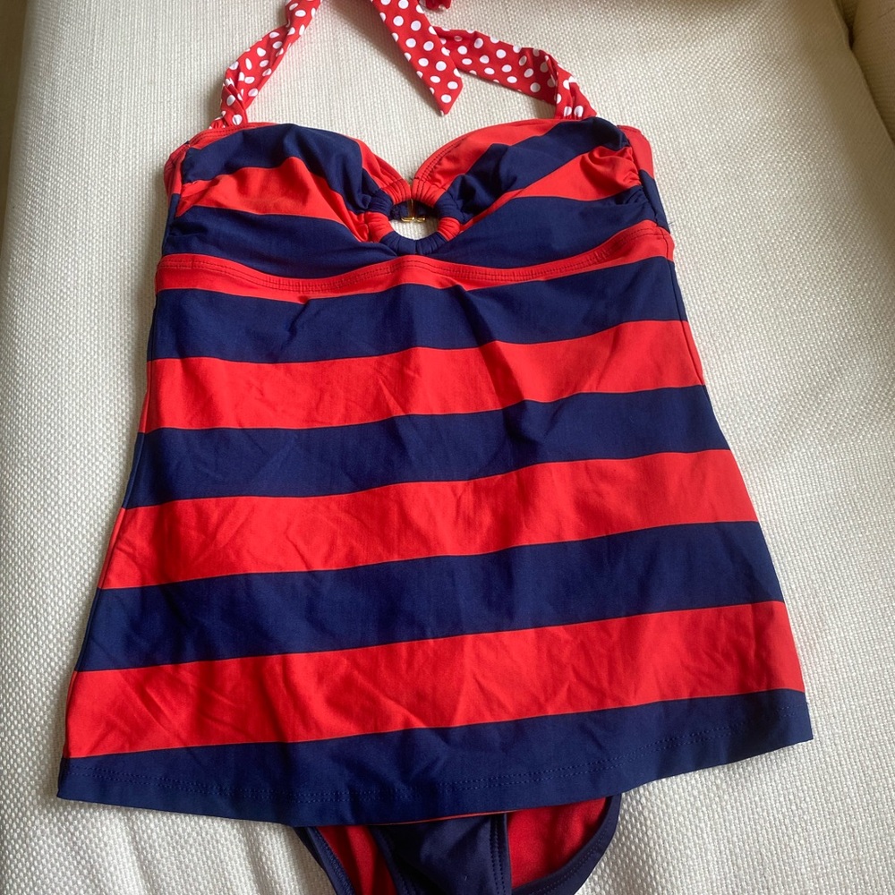 Tommy Hilfiger Red Blue Stripped Polka Dot Halter